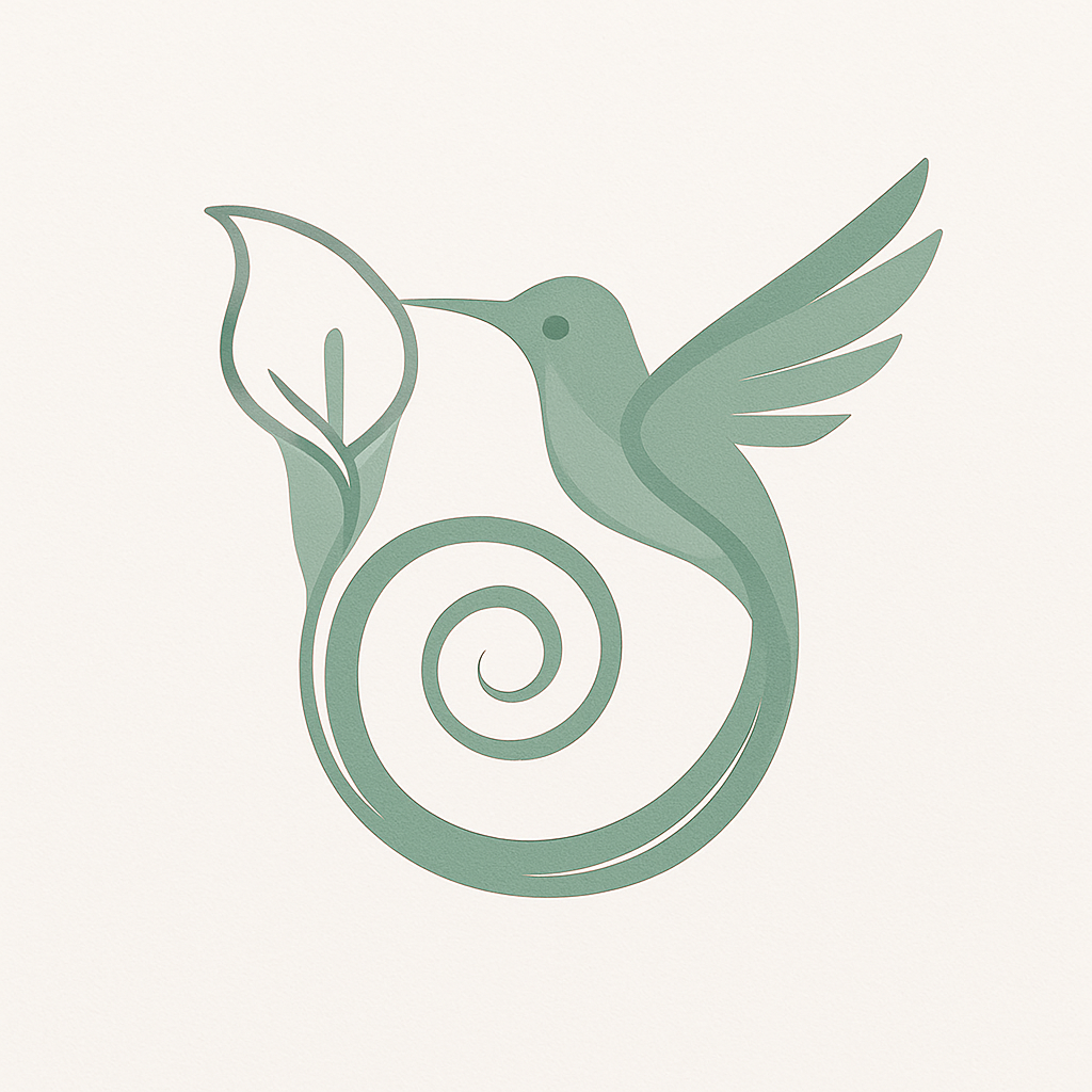 Reflections hummingbird lily logo